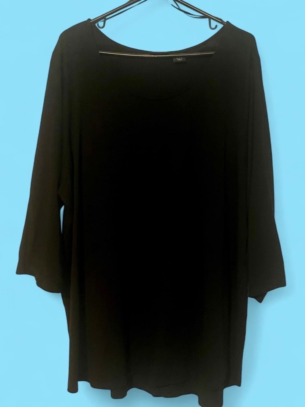 Tahari Black Long-Sleeve Scoop Neck Shift Dress